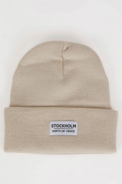 Woman City Themed Woven Labeled Beanie