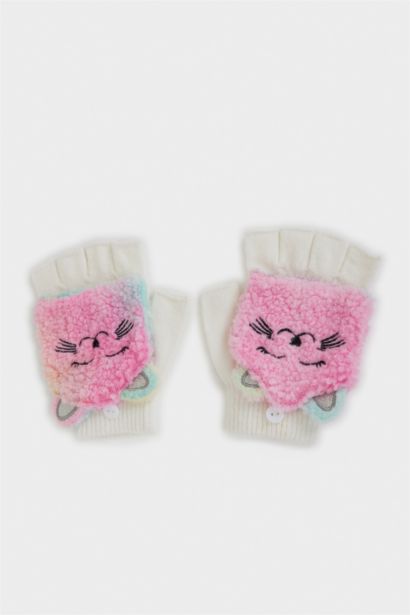 كفوف تريكو بناتي محبوكة مطرزة