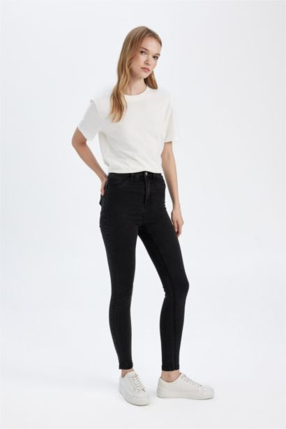 Джинсы Skinny Fit узкого кроя с высокой талией