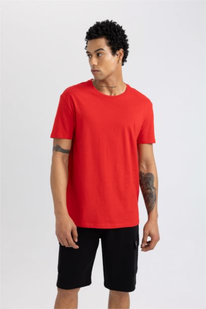 DeFactoFit Standard Fit Crew Neck Crest Printed Printed T-Shirt
