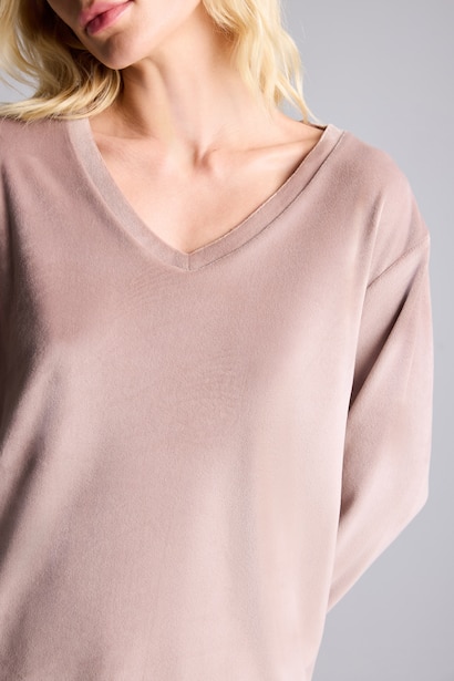 Uzun Kollu Velur Pijama Takımı