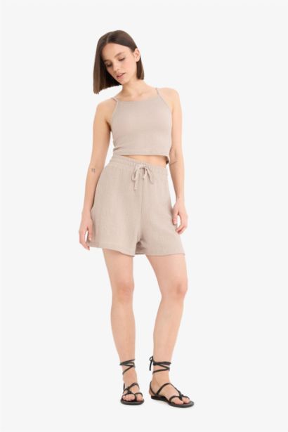 Loose Fit Crepe Shorts