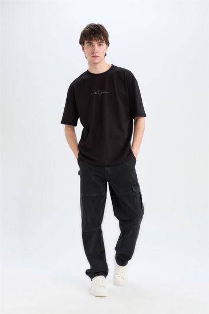 Oversize Fit Vikings Valhalla Crew Neck Printed Short Sleeve T-Shirt