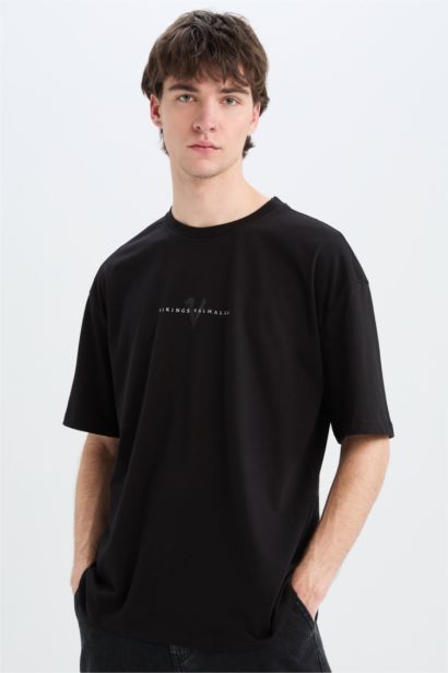 Oversize Fit Vikings Valhalla Crew Neck Printed Short Sleeve T-Shirt