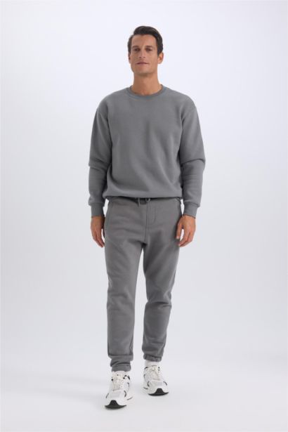 Jogger Eşofman Altı Standart Fit Basic Düz Beli Bağcıklı Lastikli Paça Cepli