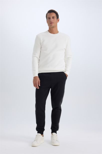 Regular Fit Beli Bağcıklı Lastikli Paça Cepli Basic Düz Kalın Jogger Eşofman Altı