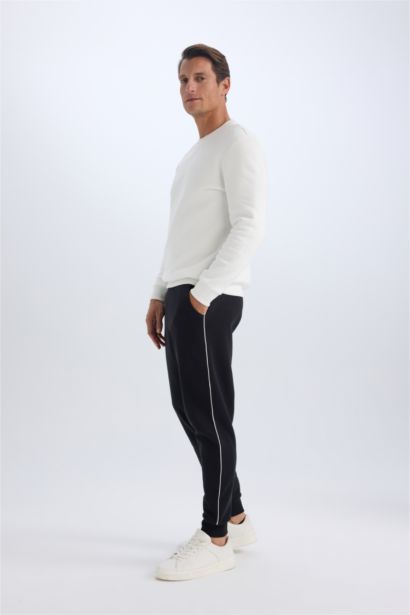 Regular Fit Beli Bağcıklı Lastikli Paça Cepli Basic Düz Kalın Jogger Eşofman Altı