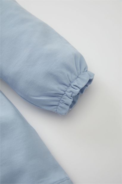 فستان سويت شيرت بيبي بناتي فلورال قصة عادية كم طويل بياقة مستديرة