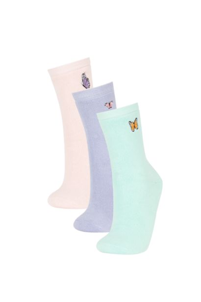 Girl 3 Piece Cotton Long Socks