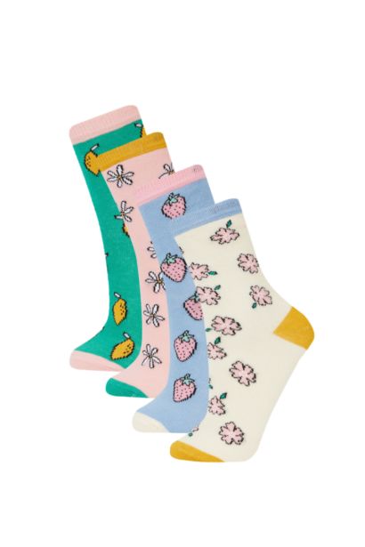 Girl 4 Piece Cotton Long Socks