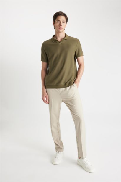 Regular Fit Kısa Kollu Örgü Görünümlü Polo Tişört