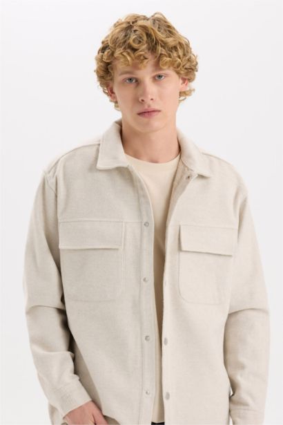 Relax Fit Oduncu Basic Düz Uzun Kollu Gömlek Ceket