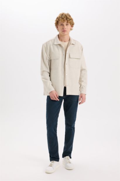 Relax Fit Oduncu Basic Düz Uzun Kollu Gömlek Ceket