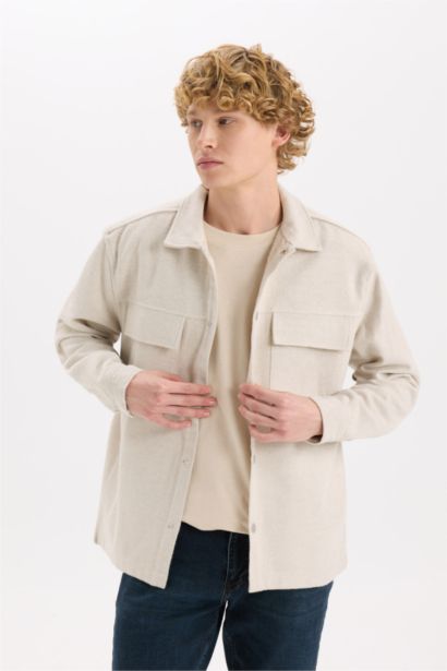 Relax Fit Oduncu Basic Düz Uzun Kollu Gömlek Ceket