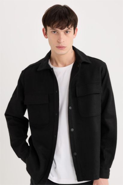 Relax Fit Oduncu Basic Düz Uzun Kollu Gömlek Ceket