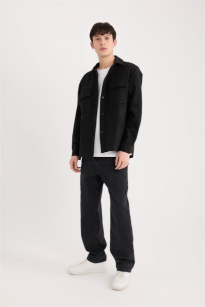 Relax Fit Oduncu Basic Düz Uzun Kollu Gömlek Ceket