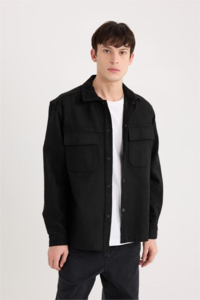 Relax Fit Oduncu Basic Düz Uzun Kollu Gömlek Ceket