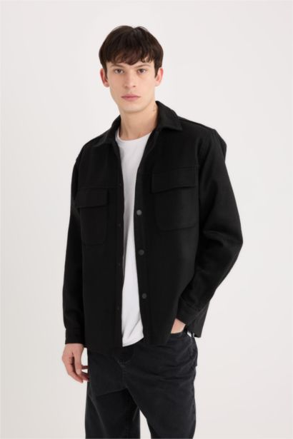 Relax Fit Oduncu Basic Düz Uzun Kollu Gömlek Ceket