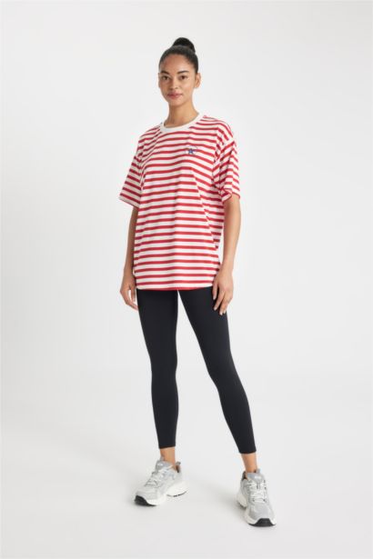 DeFactoFit Oversize Fit Crew Neck Printed Sports T-Shirt