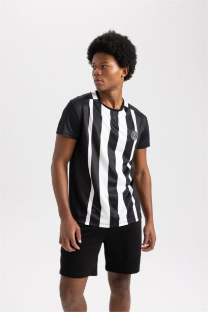 DeFactoFit Standart Fit Bisiklet Yaka Spor Baskılı Kısa Kollu Sporcu Tişört