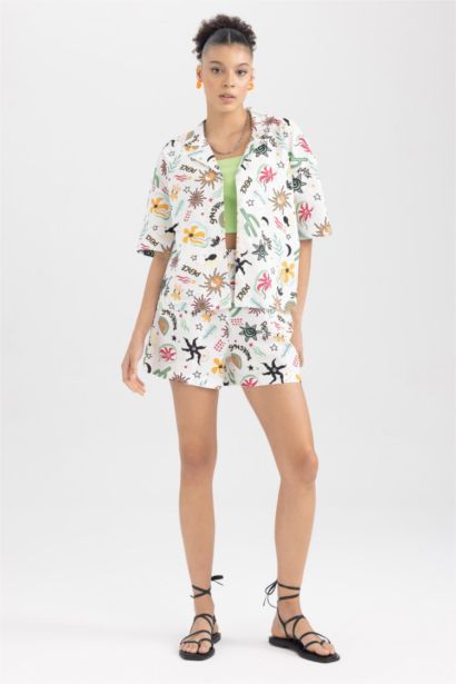 شورت قطن منقوش قصة عادية