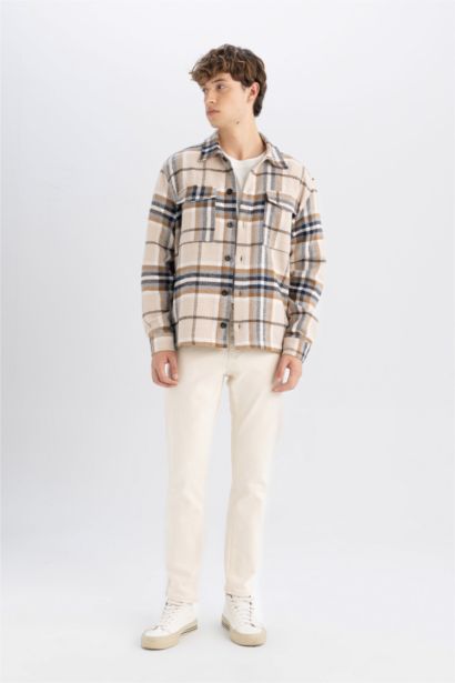 релакс пішімі чек Ұзын жеңді көйлек