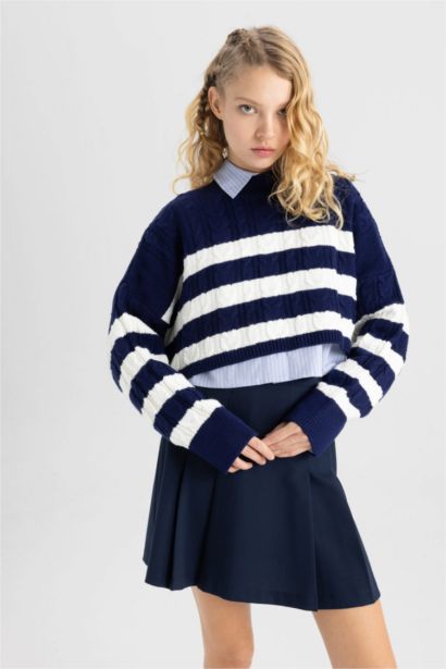 Pull-Over Coupe Régulière Col Rond