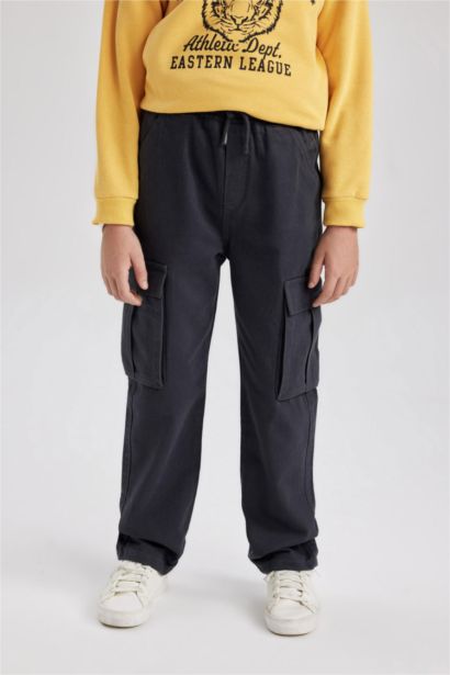 Boy Cargo Fit Gabardine Trousers