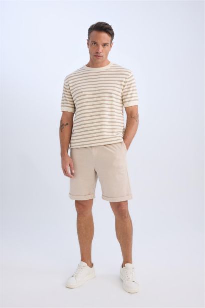 Waist Tie Pique Bermuda Shorts