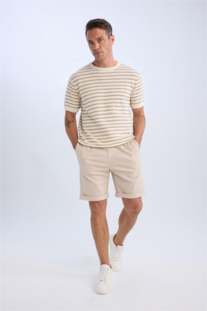 Waist Tie Pique Bermuda Shorts