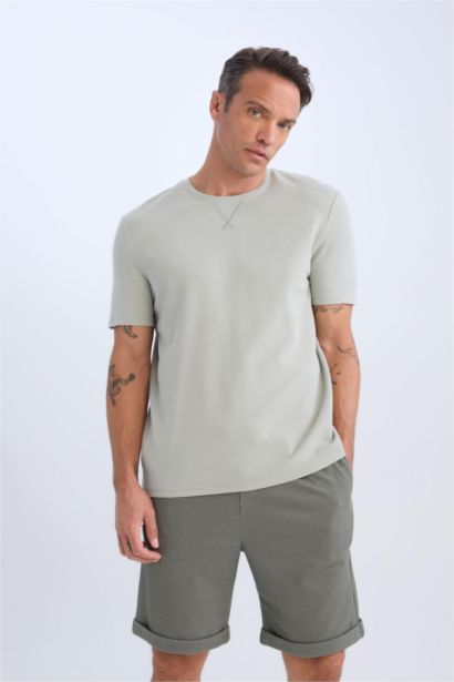 Waist Tie Pique Bermuda Shorts