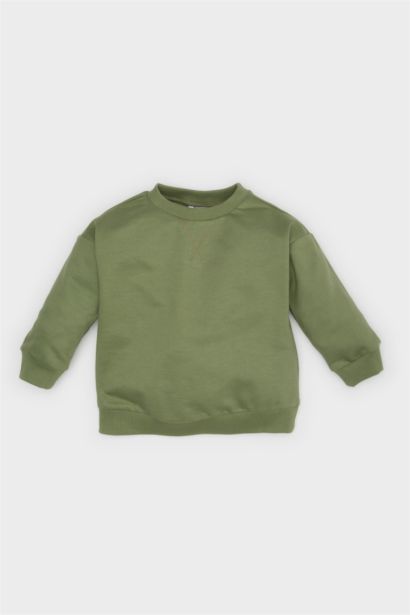 Bisiklet Yaka Basic Düz Sweatshirt Erkek Bebek