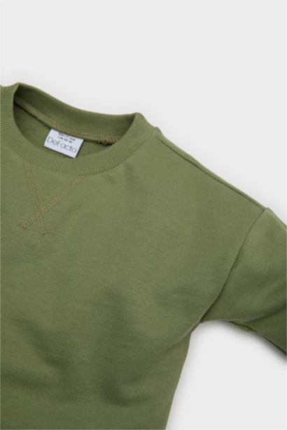 Bisiklet Yaka Basic Düz Sweatshirt Erkek Bebek
