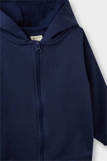 Baby Boy Hooded Basic Soft Lining Zippered Sweatshirt