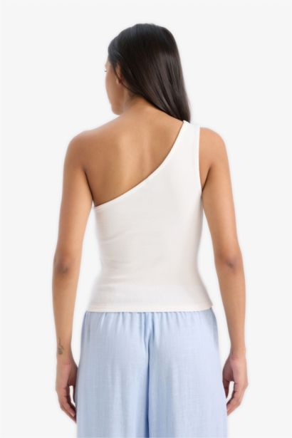 Slım Fıt Tek Omuzlu Fitilli Kaşkorse Atlet