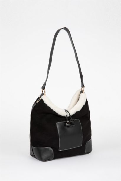 Kadın Teddy Detaylı Süet Omuz Çantası