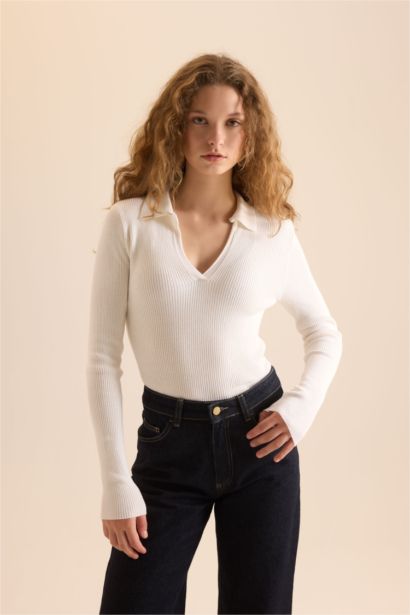 Fitted Polo Yaka Triko Kazak