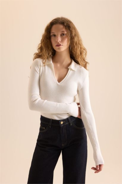 Fitted Polo Yaka Triko Kazak