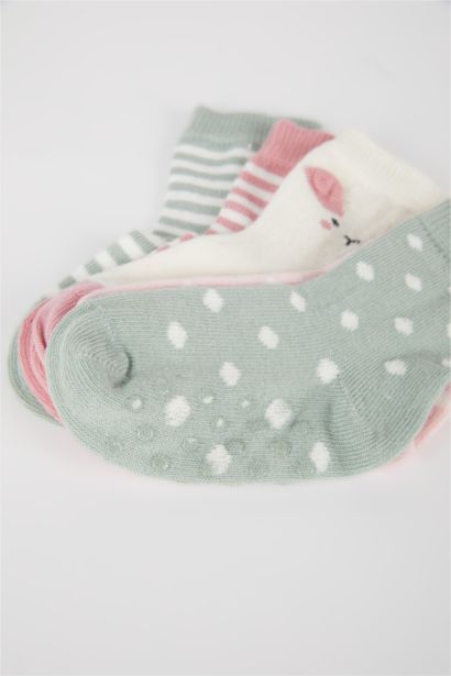 جوارب طويلة قطن بناتي - 5 قطع