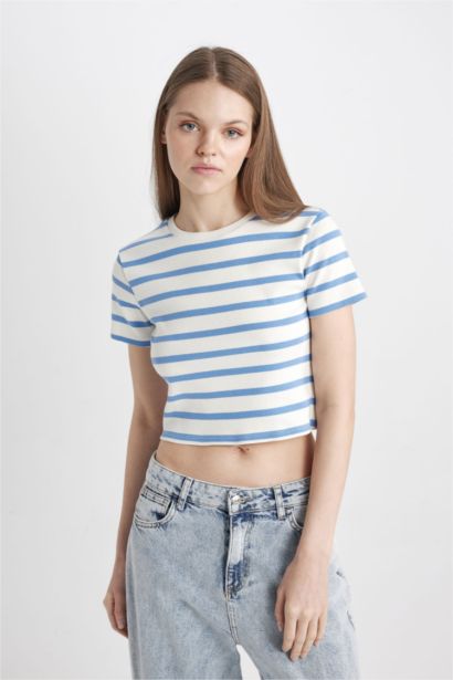 Slim Fit Striped Ribana Short Sleeve T-Shirt