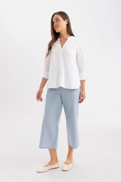 Wide Leg Linen Look Capri