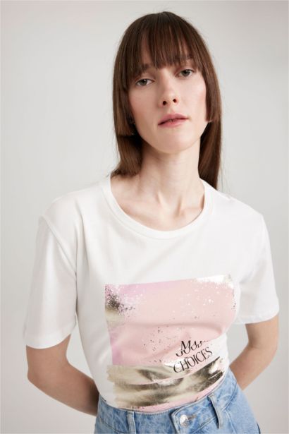 Regular Fit Crew Neck Printed Short Sleeve T-Shirt