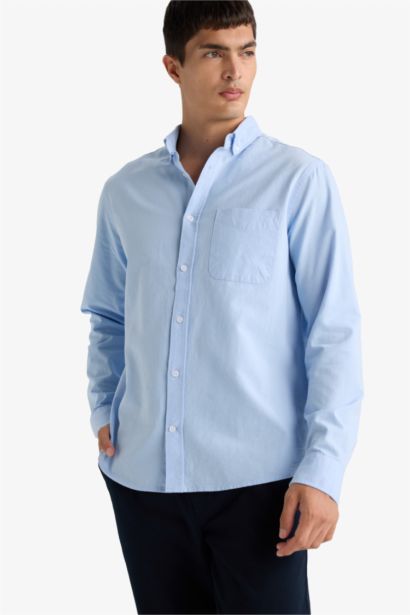 Regular Fit Polo Shirt Oxford Long Sleeve Shirt