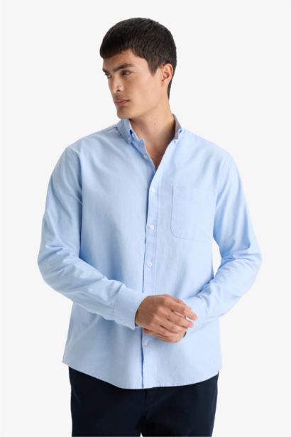 Regular Fit Polo Shirt Oxford Long Sleeve Shirt
