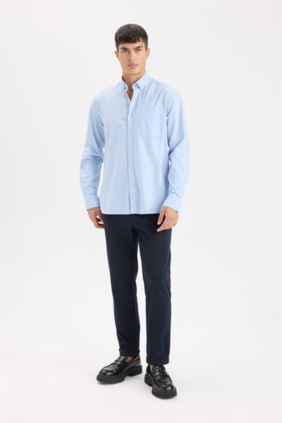 Regular Fit Polo Shirt Oxford Long Sleeve Shirt