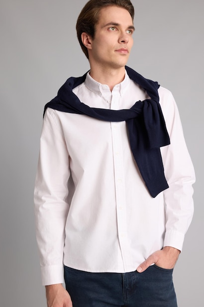 Regular Fit Basic 100% Cotton Long Sleeve Shirt