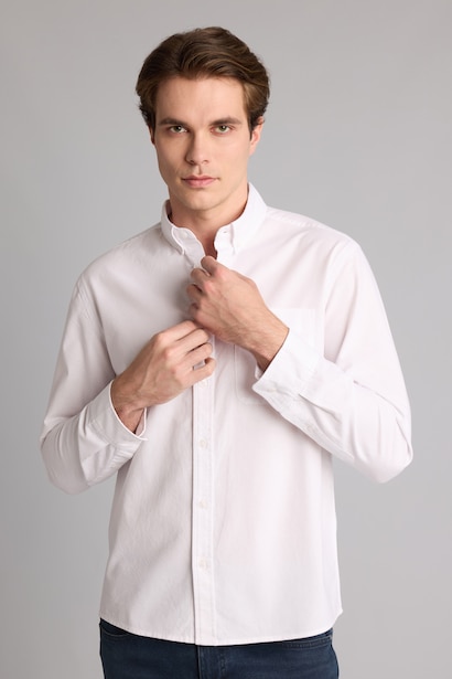 Regular Fit Basic 100% Cotton Long Sleeve Shirt