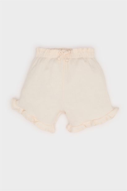Short en tissu gaufré à taille élastique pour bébé fille