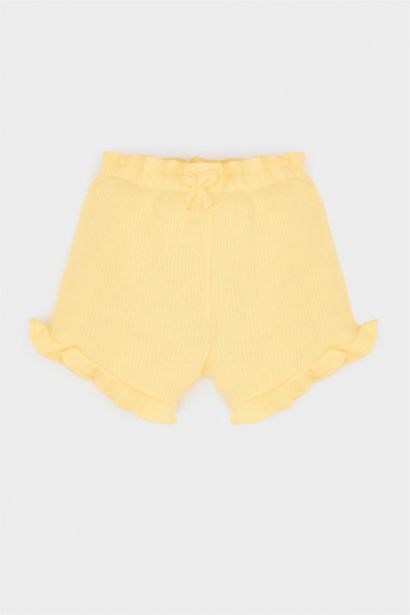 شورت بيبي بناتي أصفر وافل قصة عادية