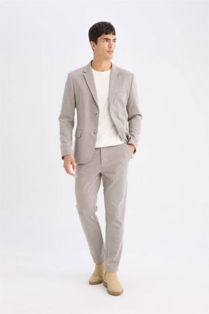 Tailored Regular Fit Pocketed Gabardine Trousers